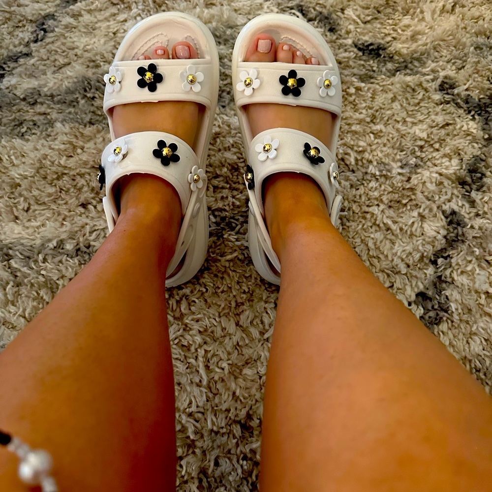 Crocs mega crush platform sandals.